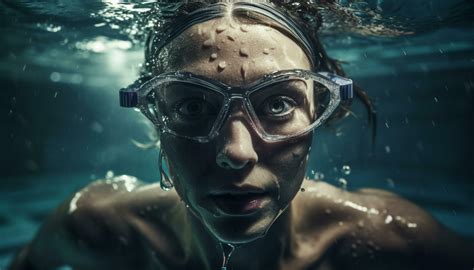 Caucasian Woman Snorkeling Underwater With Swimming Goggles 24574552