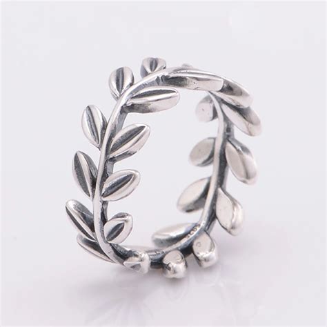 Original 925 Sterling Silver Laurel Wreath Ring Antique Leaf Rings