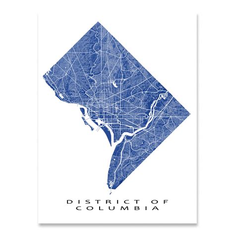 District of Columbia Map Print, Washington DC Wall Art Prints for Home ...