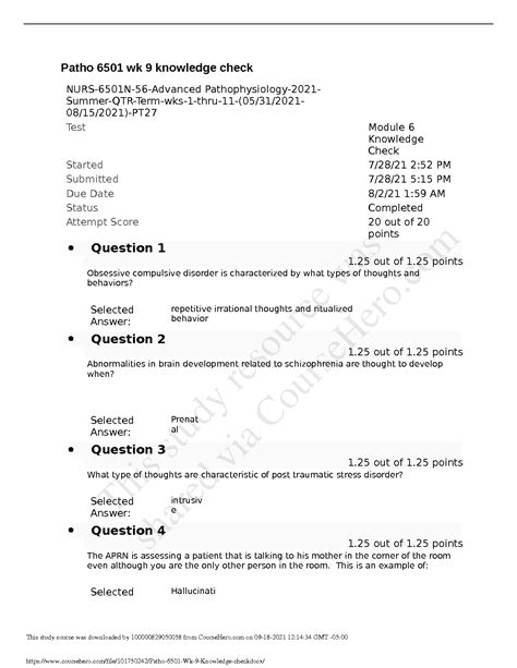 Solution Patho Wk Knowledge Check Docx Studypool