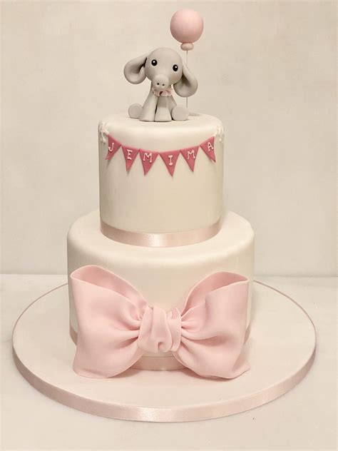 Elephant And Bow Christening Cake Etoile Bakery