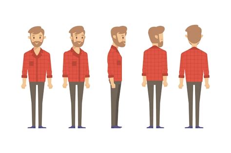 Premium Vector Man Male Guy Front Side Back View Flat Vector