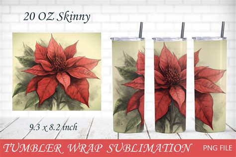 Christmas Poinsettia Oz Tumbler Wrap Graphic By Anastasiyaartdesign