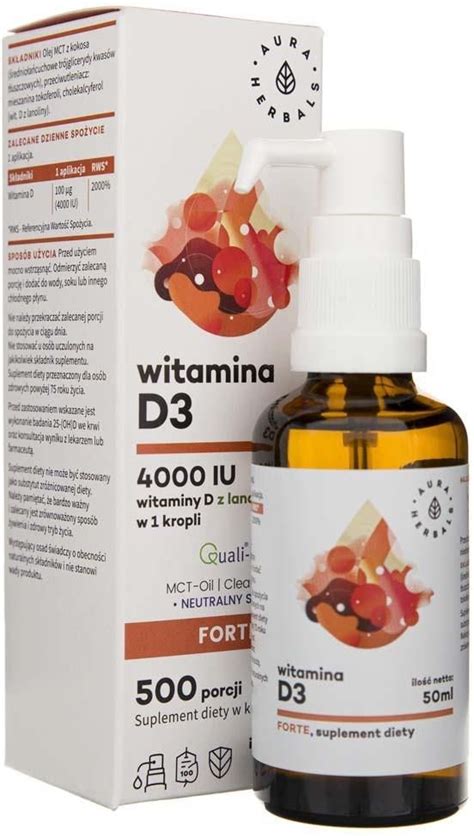 Aura Herbals Witamina D3 4000 IU MCT Krople 50 Ml Opinie I Ceny Na