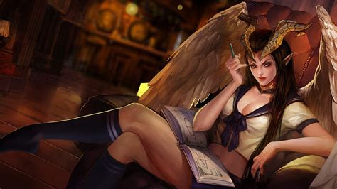 Súcubo Alas ángel Juego Héroes De Newerth Feahter Demonio Fantasía Niña Fondo De