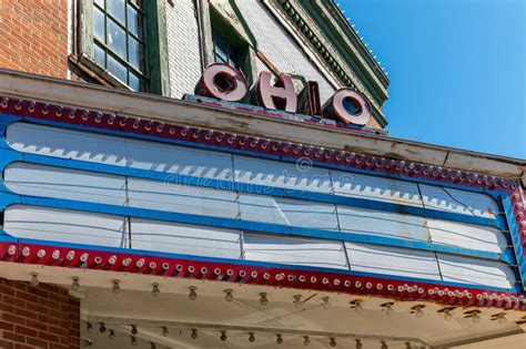 Old Ohio Movie Theater Marquee In Madison Indiana Stock Image Image