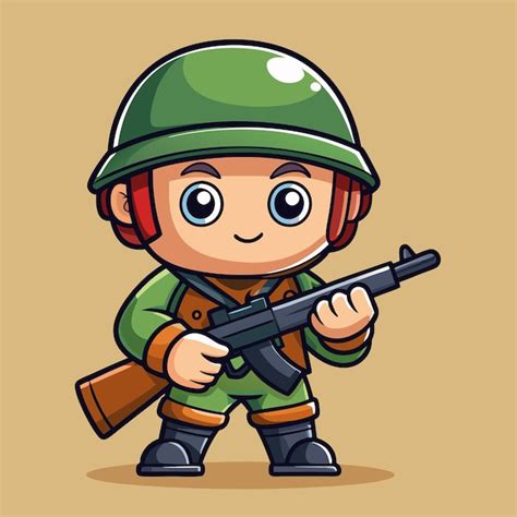 Soldado Del Ej Rcito Con Una Pistola Ilustraci N Vectorial De Dibujos