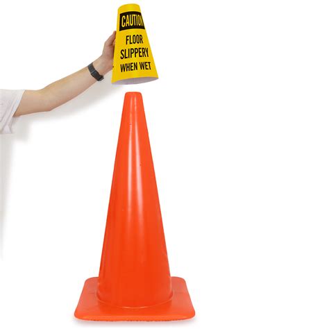 Caution Floor Slippery When Wet Cone Collar Signs