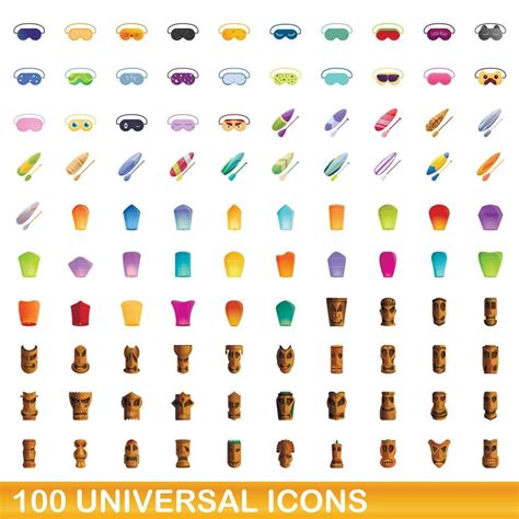 100 Universal Icons Set Cartoon Style 8891844 Vector Art At Vecteezy