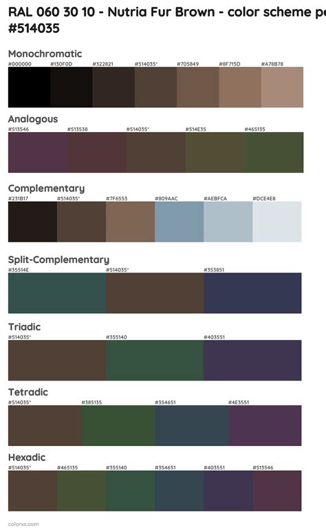 Ral 060 30 10 Nutria Fur Brown Color Palettes