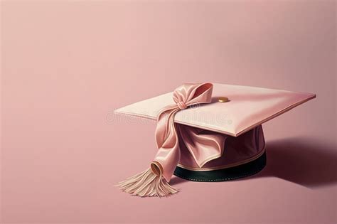 Graduation Cap On A Pink Background With Space For Text With