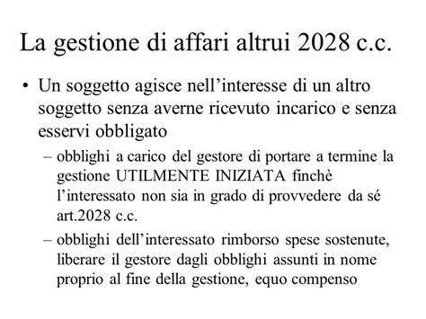 Le Obbligazioni Nascenti Dalla Legge La Gestione Di Affari Altrui