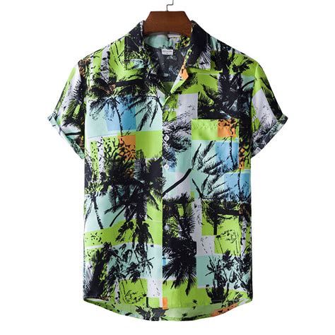 Herren Hawaiian Flower T Shirt Sommer Kurzarm Strand Party Casual Tops