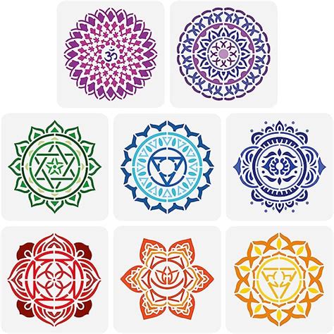 Amazon FINGERINSPIRE 8PCS Chakra Symbol Stencil 5 9x5 9 Inch