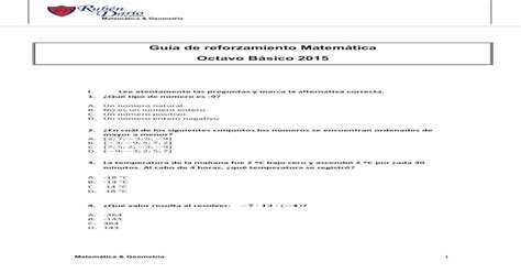 Guía de reforzamiento Matemática Octavo Básico PDF fileMatemática