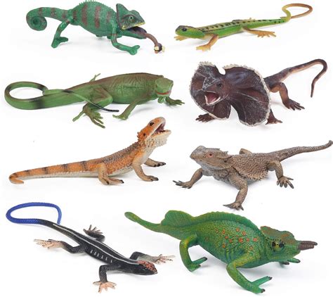 Uandme 8pcs Lizard Animal Figurines Realistic Reptile