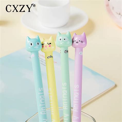 Cxzy Kitty Cat Gel Pen Ballpoint 035mm Black Blue Ink Pens Stationary