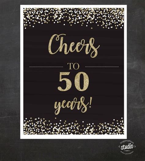 Cheers To 50 Years 50th Birthday Poster Anniversary Poster Black