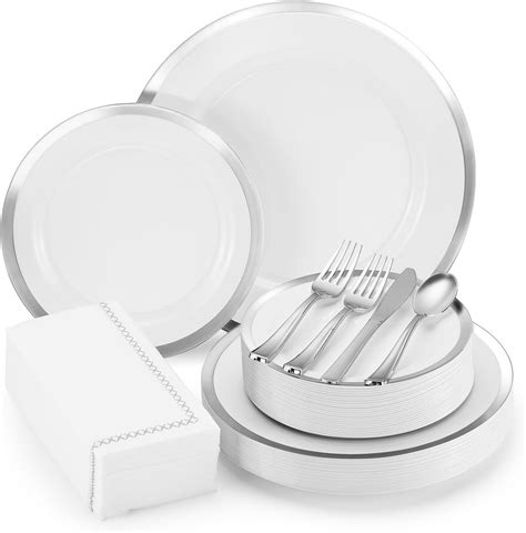 Amazon By Madee Pcs Silver Plastic Plates And Napkins