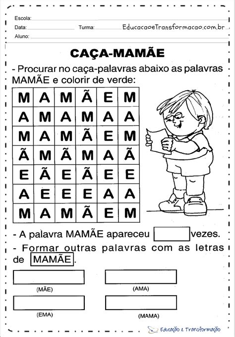 Atividades sobre o dia das mães para Educação Infantil e Series Iniciais