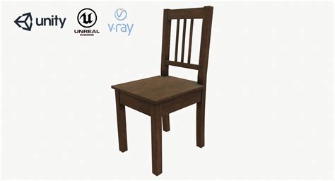 3d Model Wood Chair Low Poly Pbr Game Ready Asset Tabble Vr Ar Low