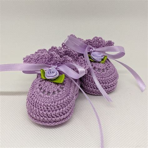 Baby Girl Booties, Crochet Baby Booties, Newborn Baby Shoes, Lavender ...