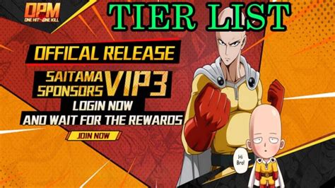 Opm One Hit One Kill Tier List All Characters Reroll Guide