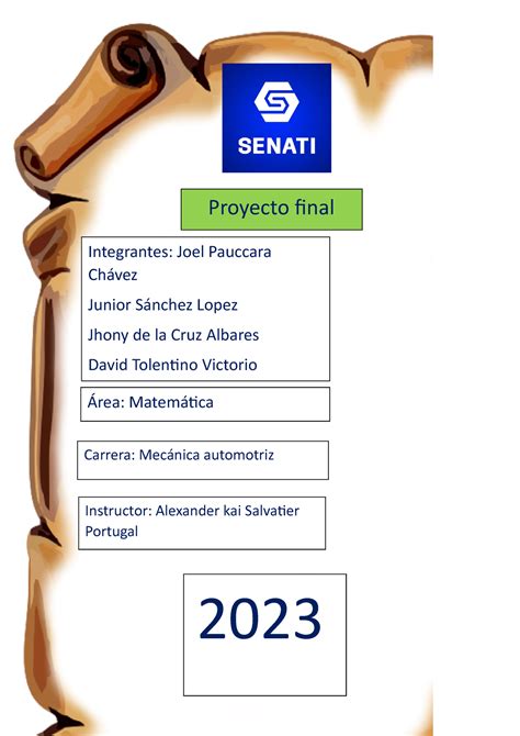 Proyecto Final De Matematica Matem Tica Senati Studocu