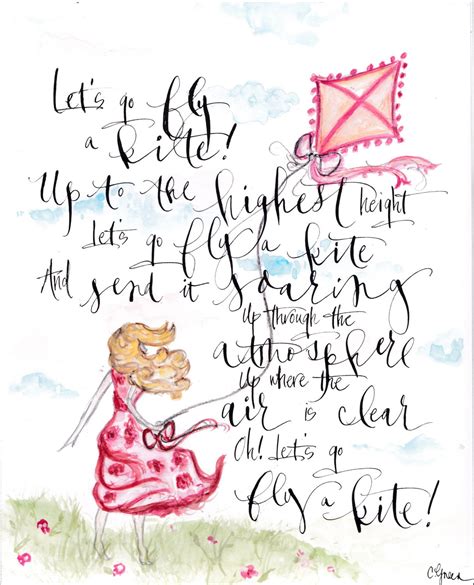 Let's Go Fly a Kite Mary Poppins Calligraphy Illustrated