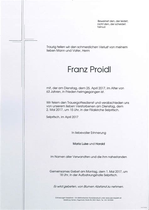 Parte F R Franz Proidl Pax Requiem