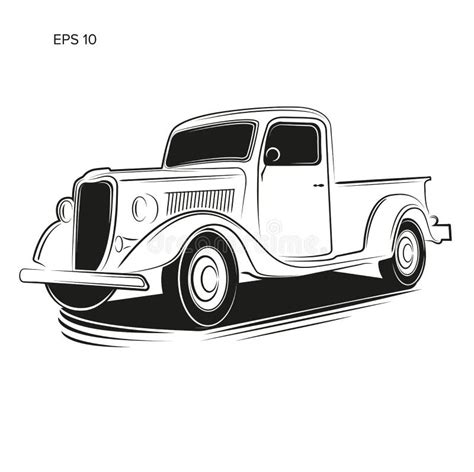 Old Retro Pickup Truck Vector Illustration Vintage Transport Vehicle