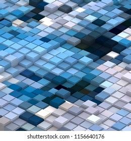 Digital Cubic Abstract Background Blue Color Stock Illustration