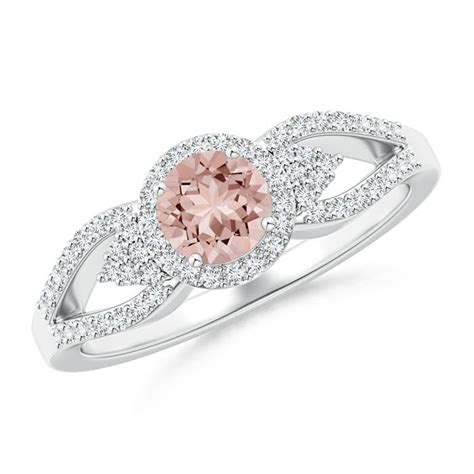 Platinum Round Morganite Halo Rings in Australia | Angara