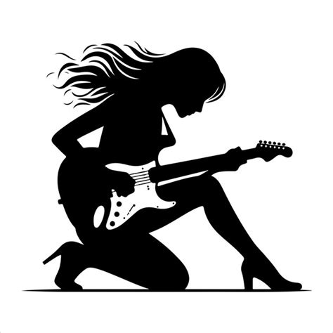 Guitarists Musicians Playing The Guitarist Concert Silhouette Vector