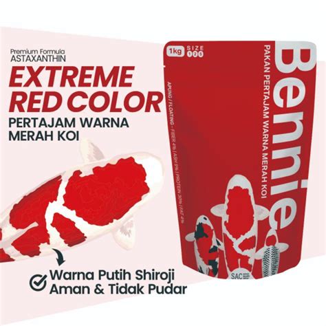 Jual Pelet Pakan Makanan Koi Bennie Pertajam Warna Merah Extreme Red