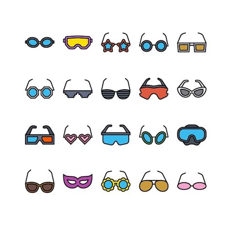 Premium Vector Trendy Sunglasses Collection Vector Illustrations