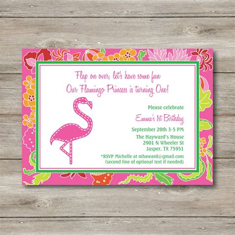 Pink Flamingo Invitation With Editable Text Printable Digital