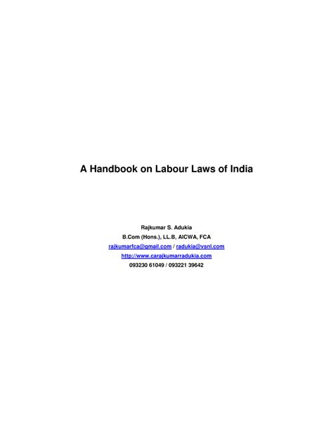 A Handbook On Employee Relations And Labour Laws In India Pdfdrive