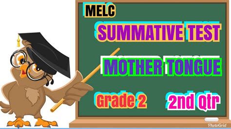 Nd Qtr Summative Test Mother Tongue Melc Grade Youtube