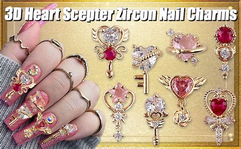 Amazon Dornail Pcs D Heart Scepter Zircon Nail Charms Luxury