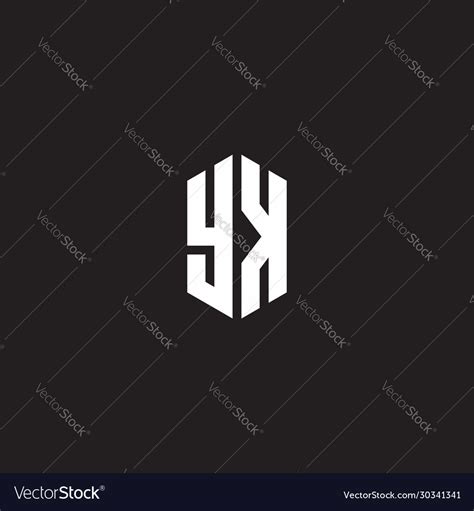 Yk Logo Monogram With Hexagon Shape Style Design Vector Image