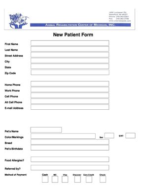 Fillable Online New Patient Form Union Lake Pet Svc Fax Email Print