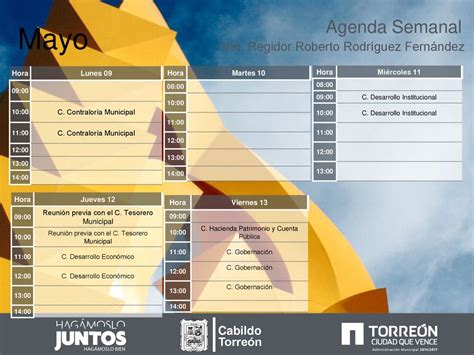 Mayo Agenda Semanal To Regidor Roberto Rodr Guez Fern Ndez Cabildo