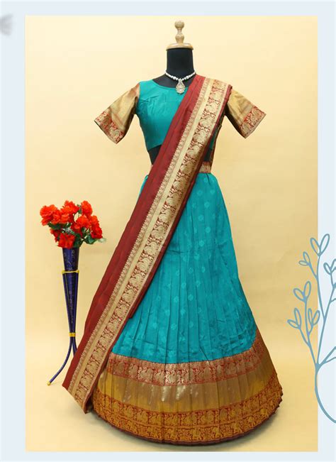 Buy Traditional Wear Firozi Weaving Work Banarasi Jacquard Pattu