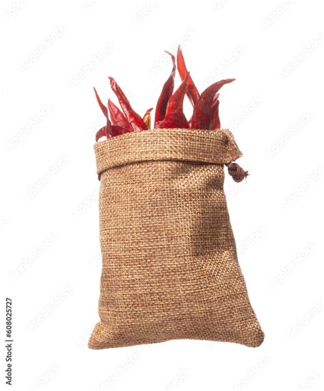 Dried Red Hot Chilli Fall Down In Sack Bag Dried Red Chilli Float Explode Abstract Cloud Fly