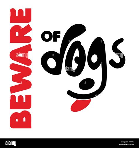 Beware Of Dogs Typographic Design Vector With Light Background Stock