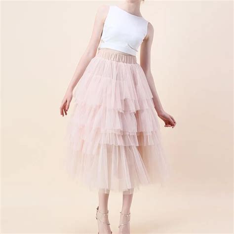 Blush Pink Skirt Women Saias Custom Made Ankle Length Girls Skirts