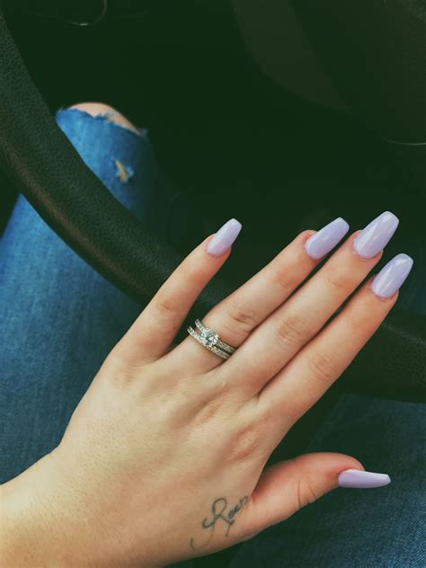 Acrylic Coffin Style Nail Light Purple Light Purple Nails Matte Gel