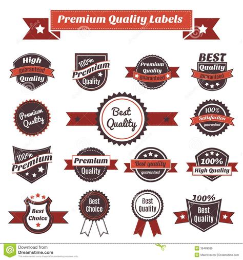 Premium Quality Labels And Badges Collection Stock Vector