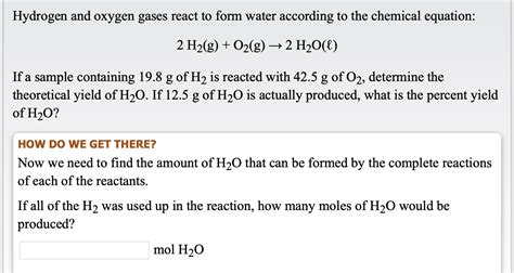 Solved Hydrogen And Oxygen Gases React To Form Water Chegg